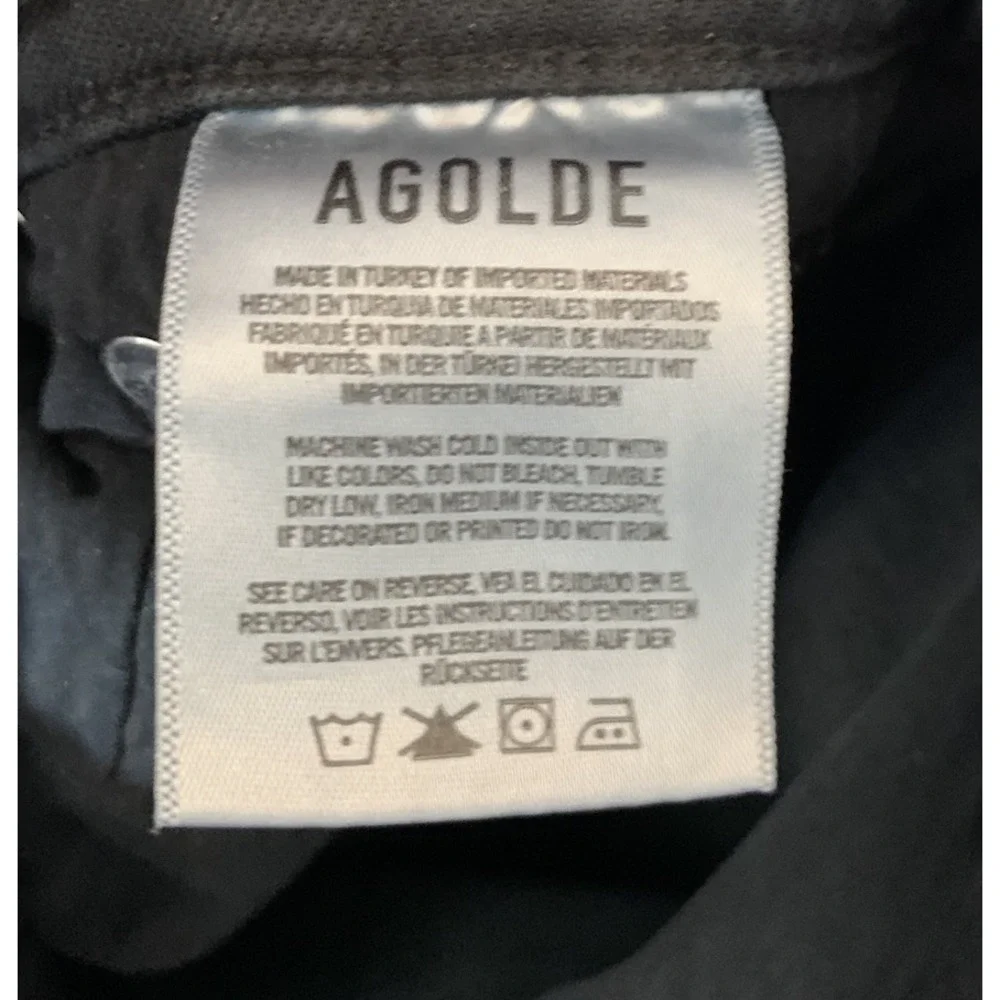 AGOLDE Toni Women's Black Jeans Mid Rise Straight Leg Jeans Frayed Hem Size‎ 25